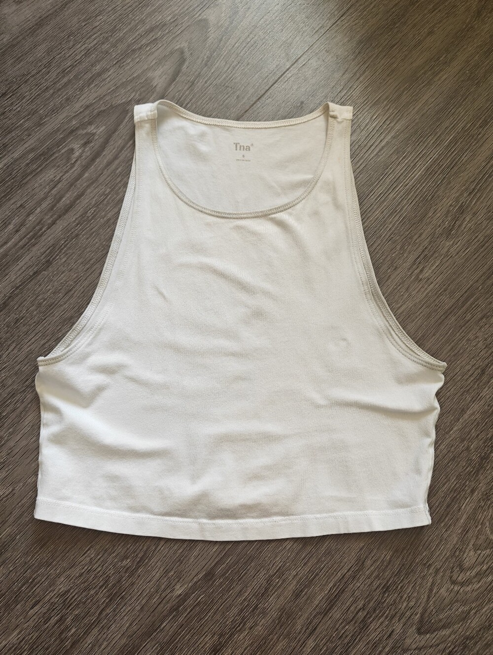 aritzia TNA Cream Ribbed Cropped Tank